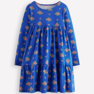 Ariel Long Sleeve Twirly Dress-Blue Flowerbunch