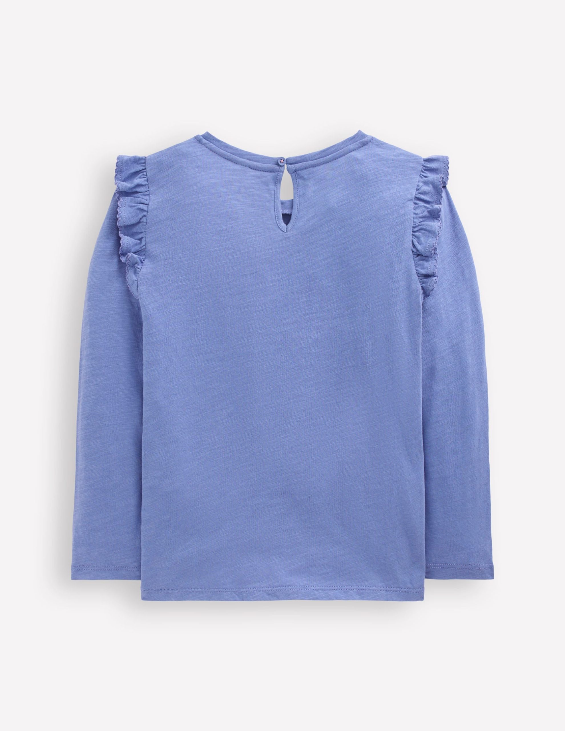 Frill Sleeve Slub Top-Soft Blue - Image 2