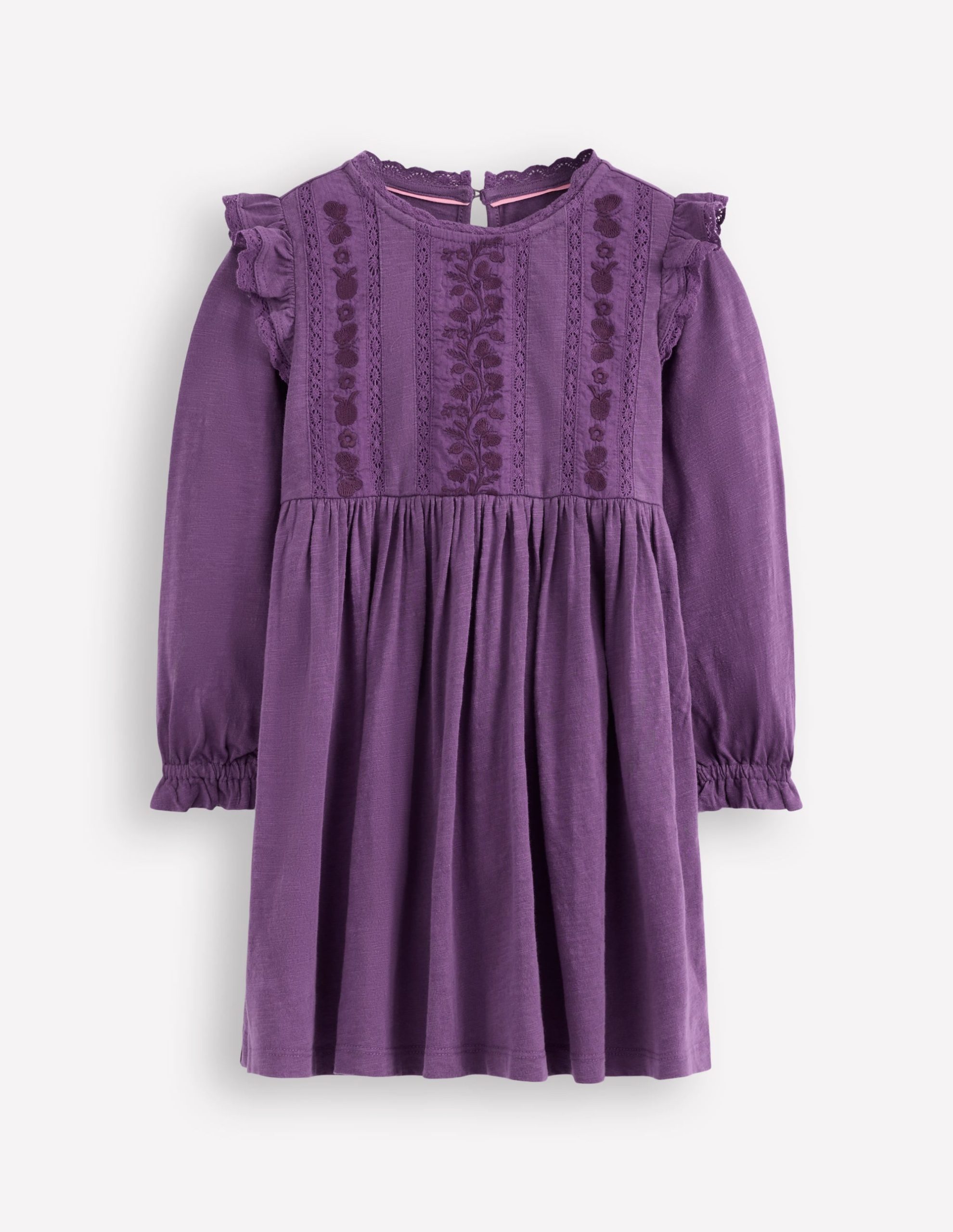 Lace Trim Jersey Dress-Mystical Purple