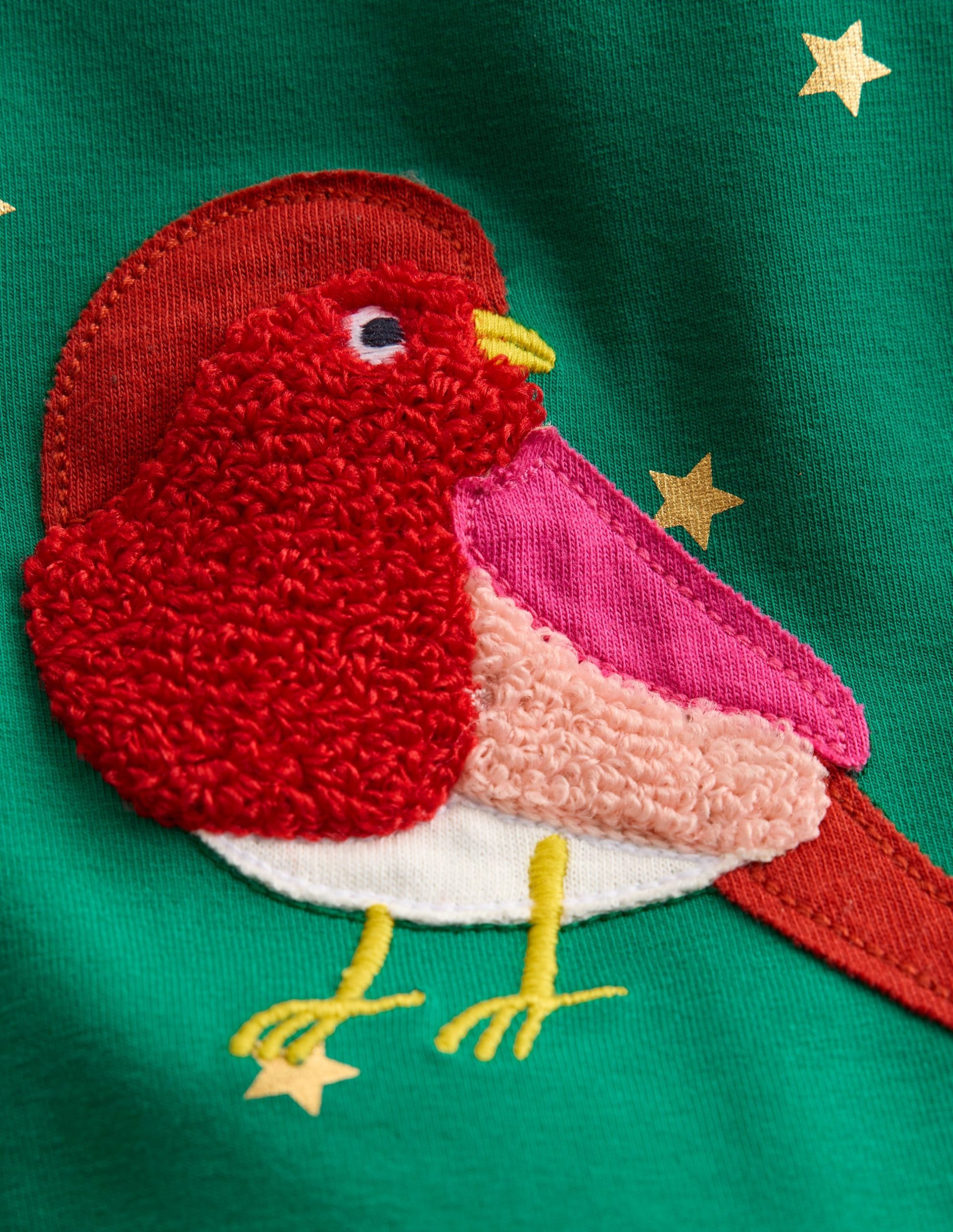 Appliqu?? Leggings-Jewel Green Robins - Image 3