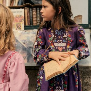 Madeline Long Sleeve Dress-Mystic Purple Lovebirds