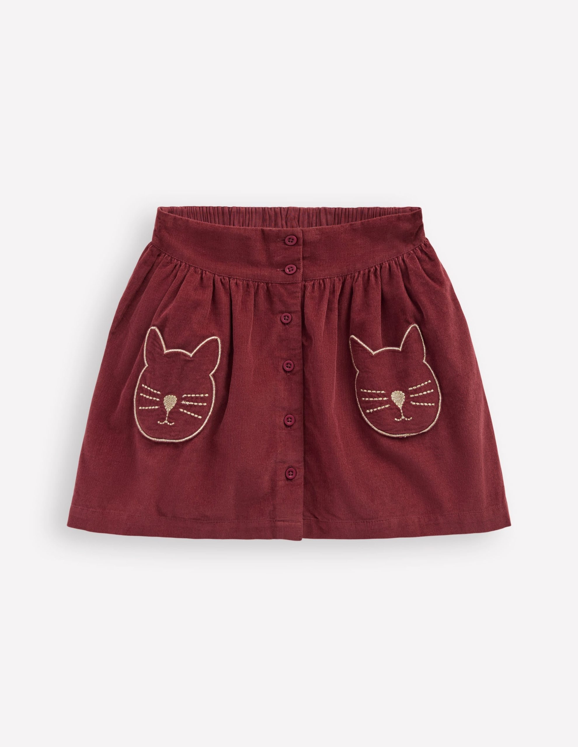 Button-through Mini Skirt-Chestnut Cats - Image 2