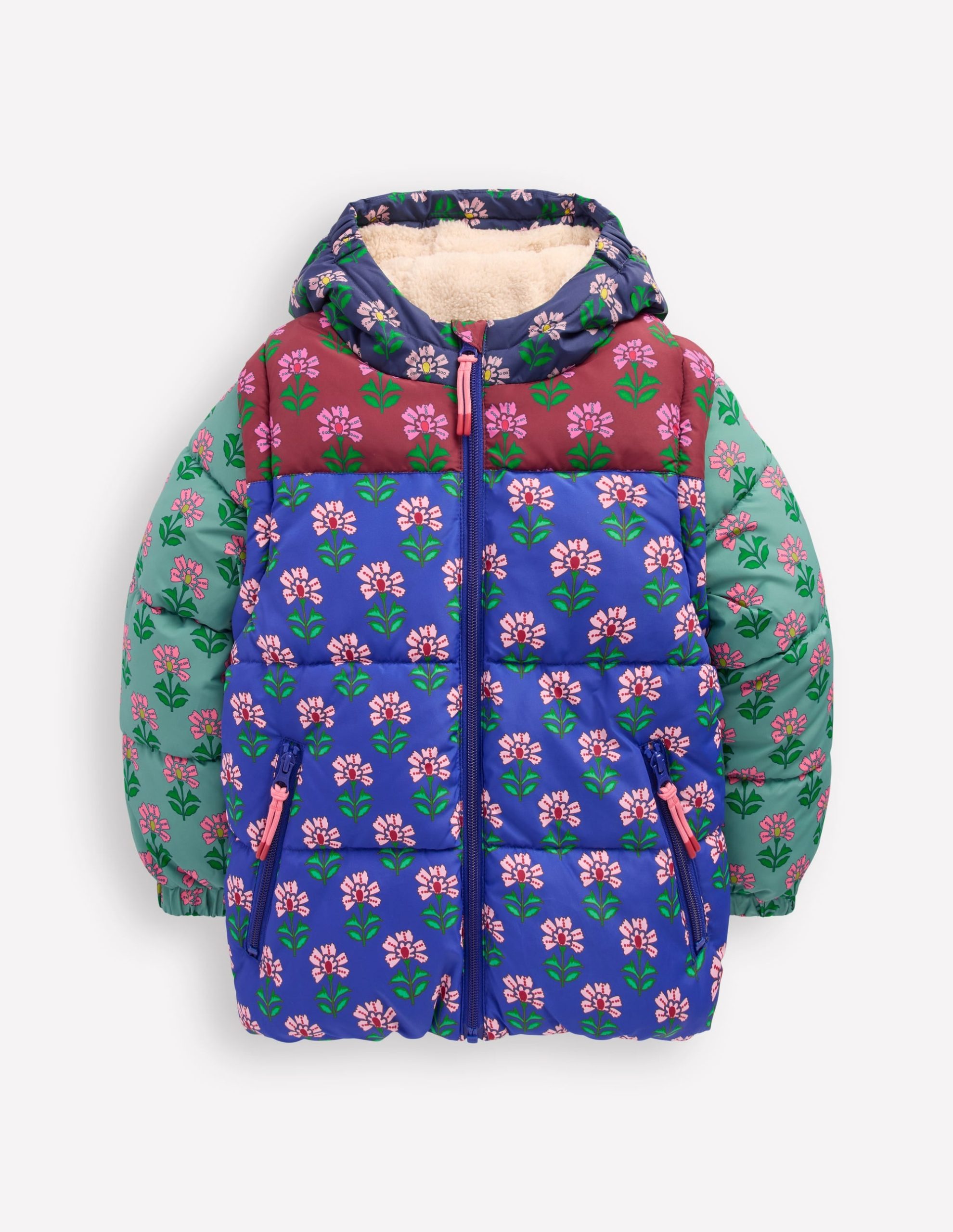 2-in-1 Padded Coat-Multi Woodblock Flower - Image 2