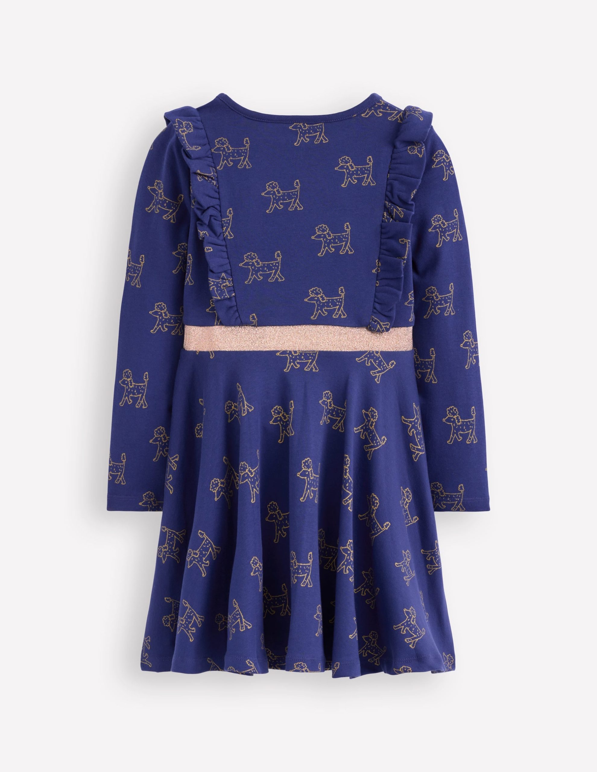 Cora Twirly Jersey Dress-Navy Foil Poodles - Image 2