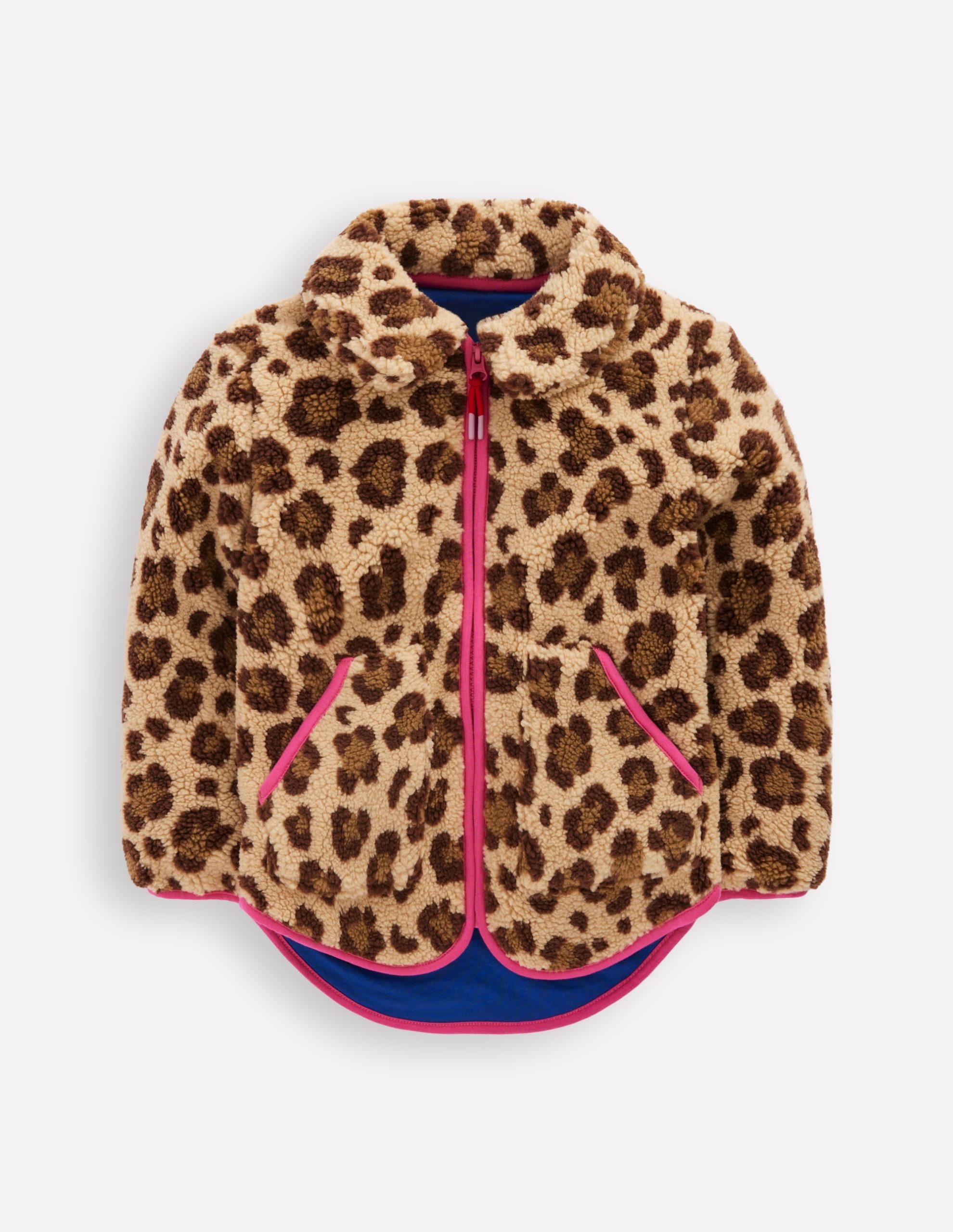 Collared Borg Zip Through-Leopard