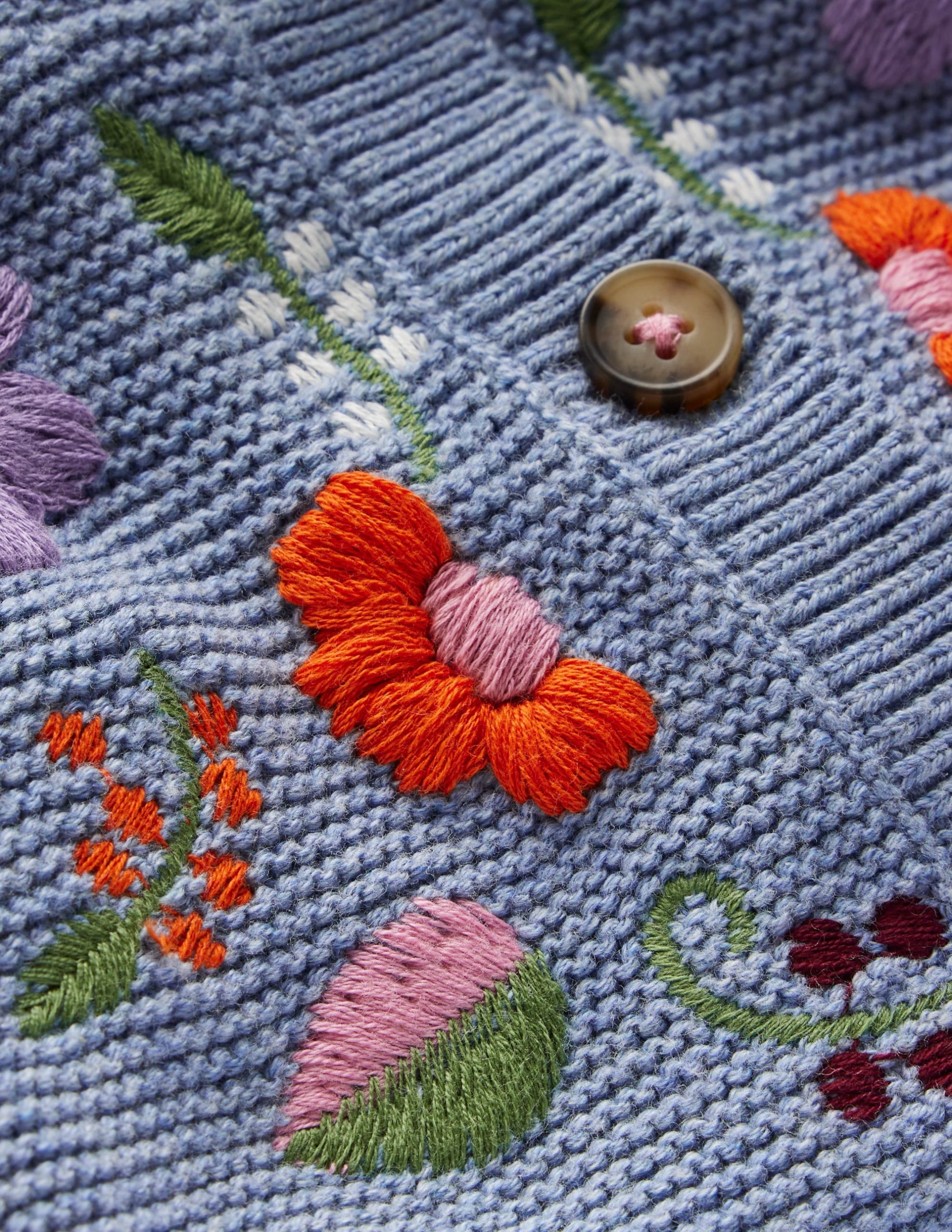 Pretty Embroidered Cardigan-Glacier Blue - Image 3