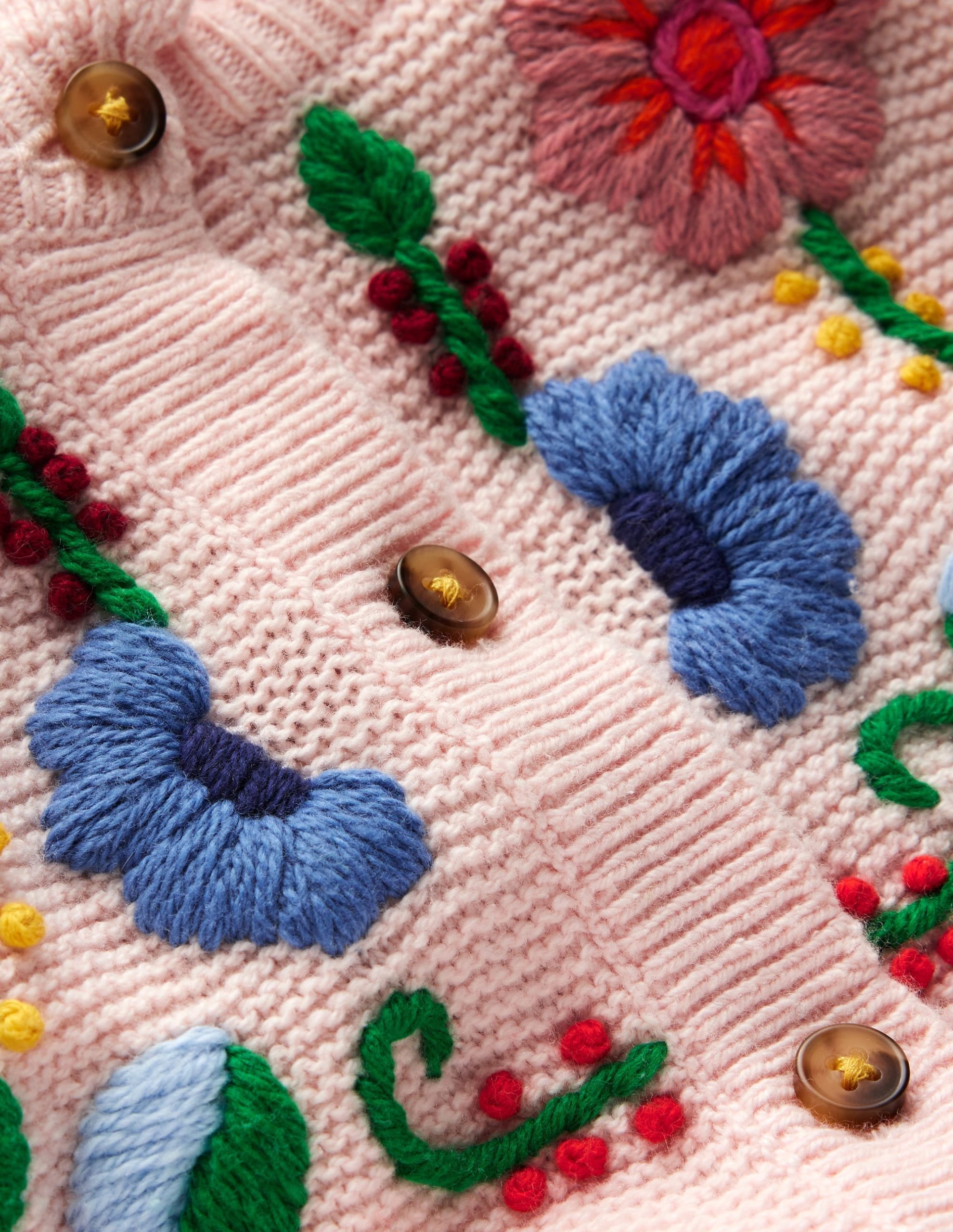 Pretty Embroidered Cardigan-Chalk Pink - Image 4