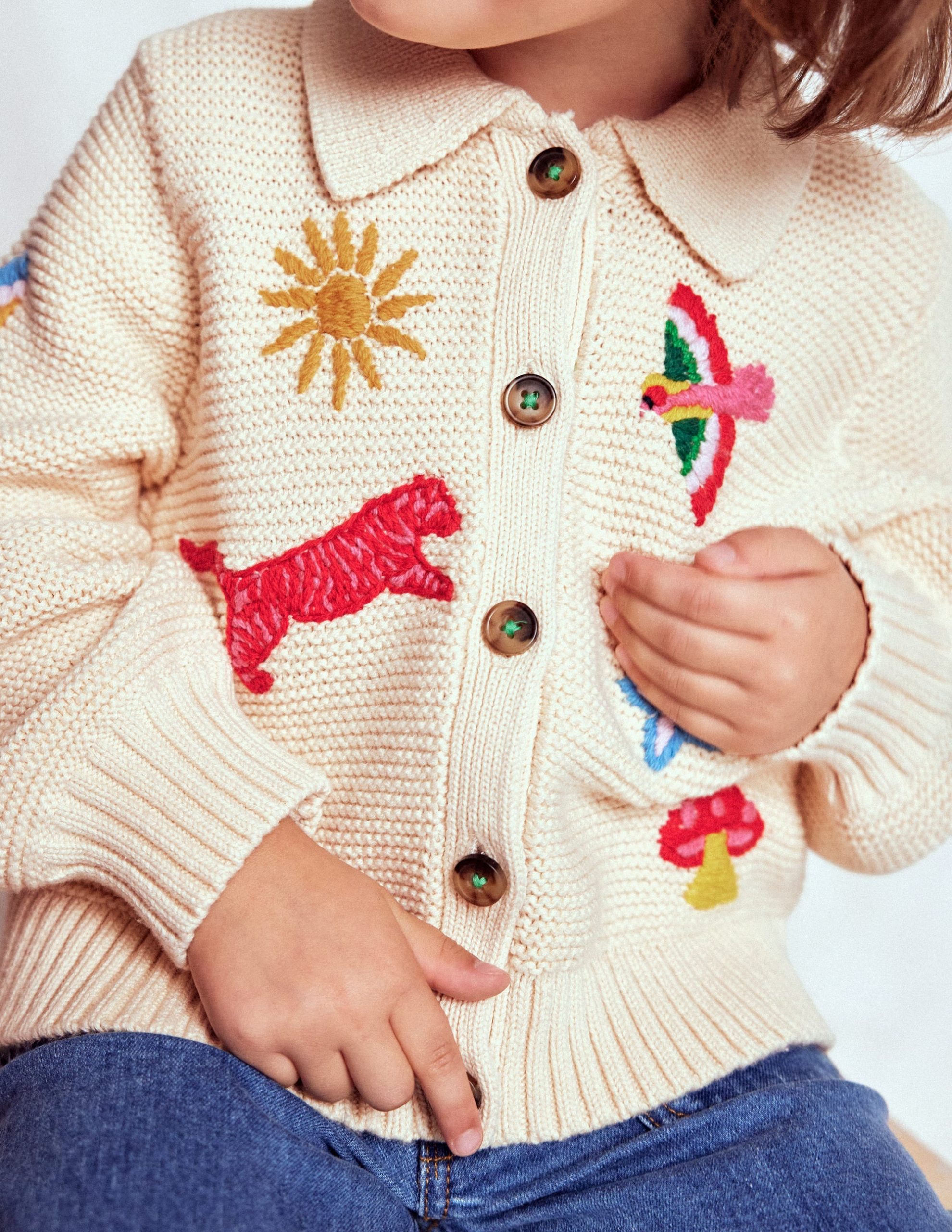 Collared Cardigan-Ecru Marl - Image 3