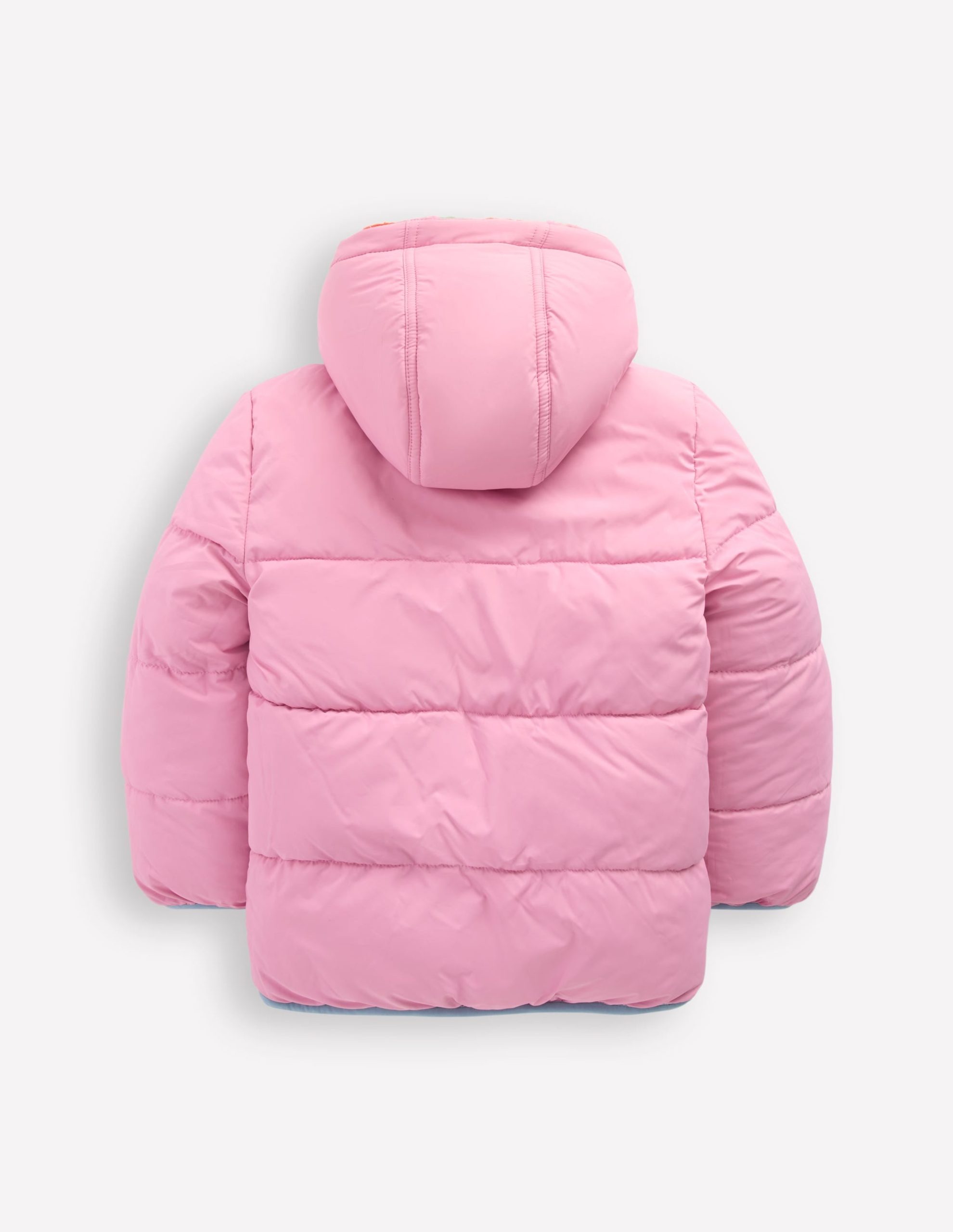 Reversible Padded Borg Coat-Multi Flower Check - Image 2