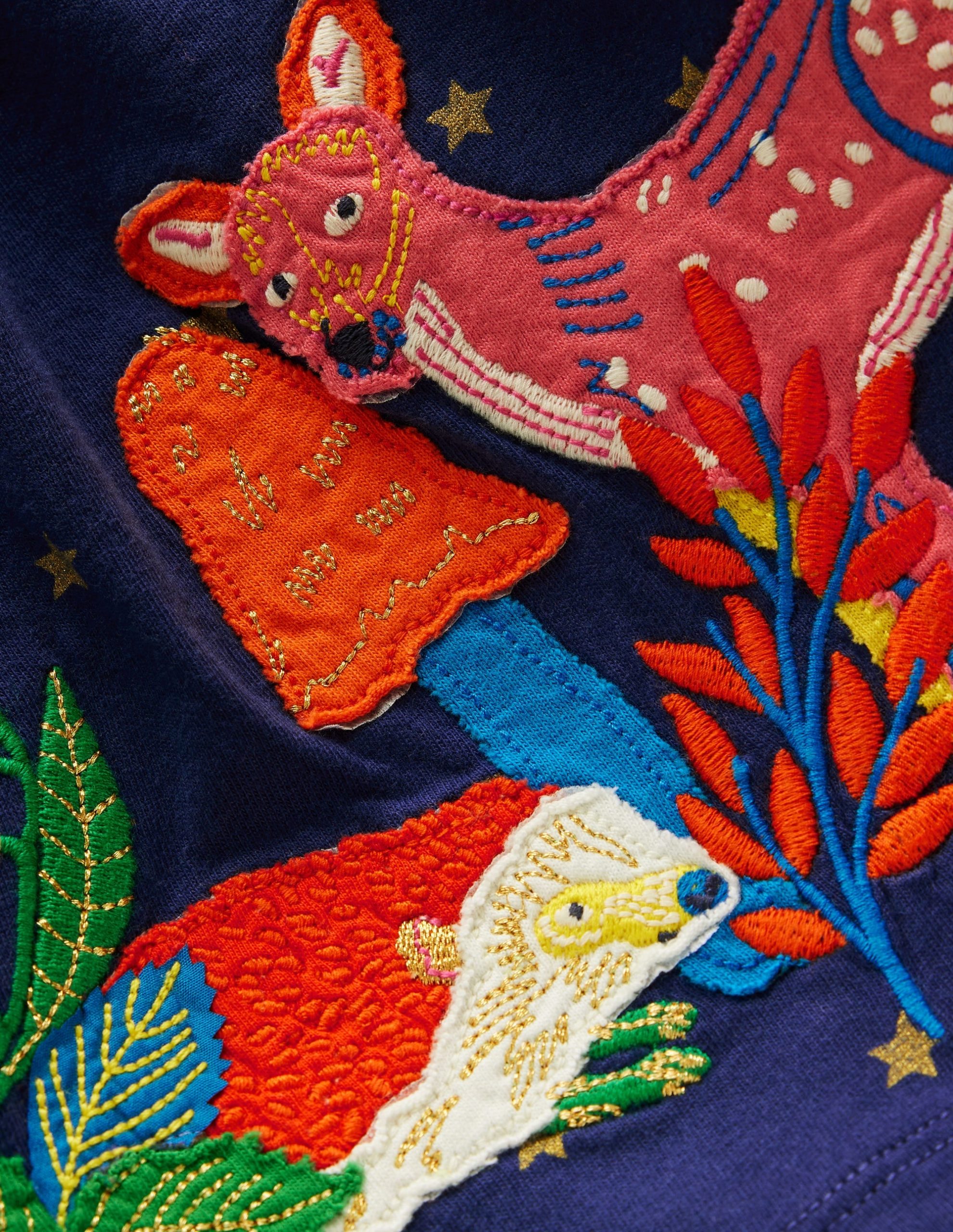 Appliqu?? Jersey Dress-College Navy Animals - Image 4