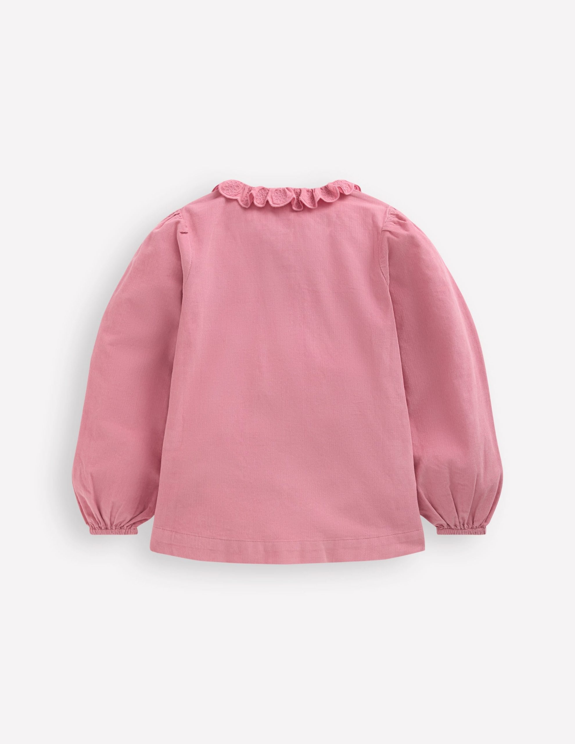 Scalloped Collar Smocked Shirt-Pink Cord - Image 4