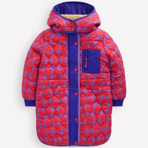 Cosy Longline Coat-Purple Heart Print