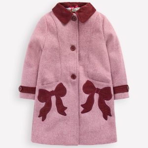 Wool Blend Coat-Pink Haze Bows