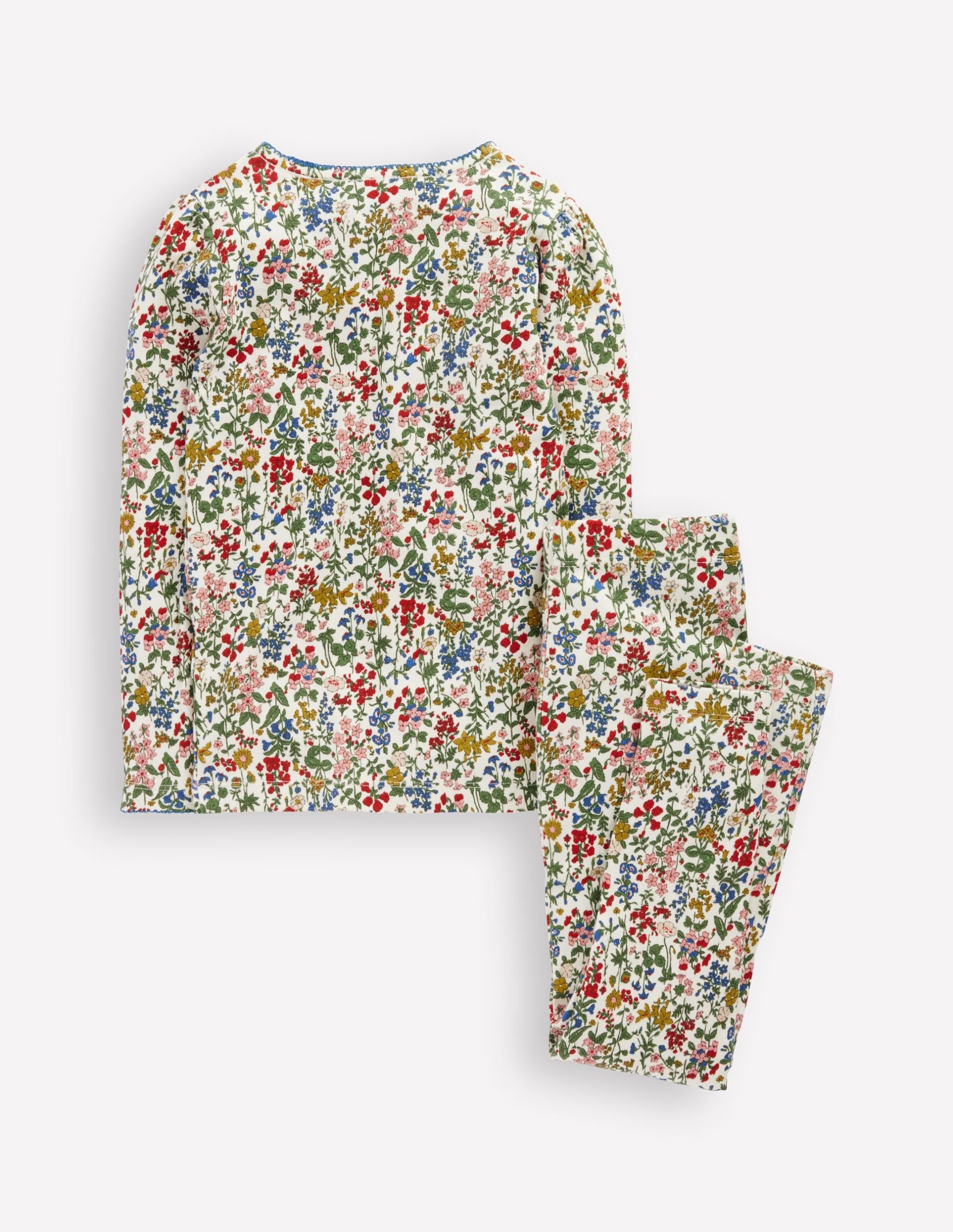 Snug Long John Pajamas-Soft Ivory Floral - Image 2