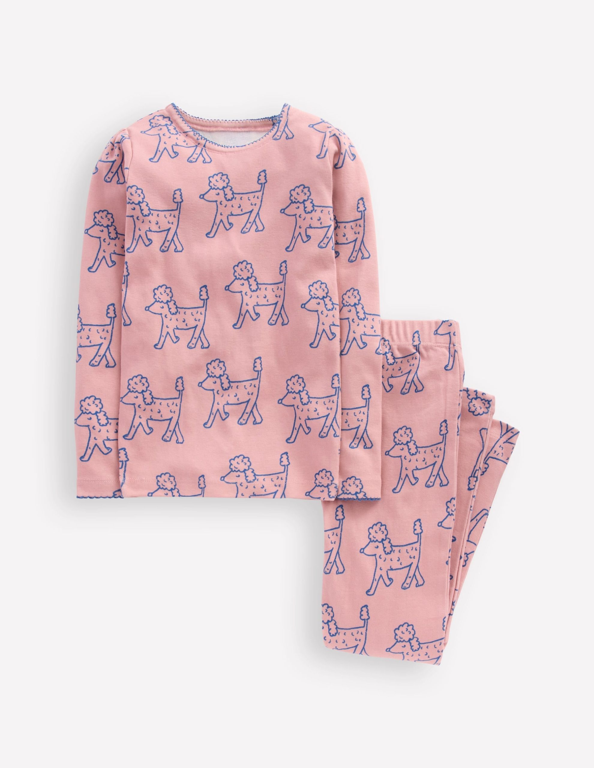 Snug Long John Pajamas-Pink Poodles