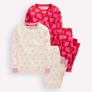 Twin Pack Snug Pajamas-Heart Bow Print