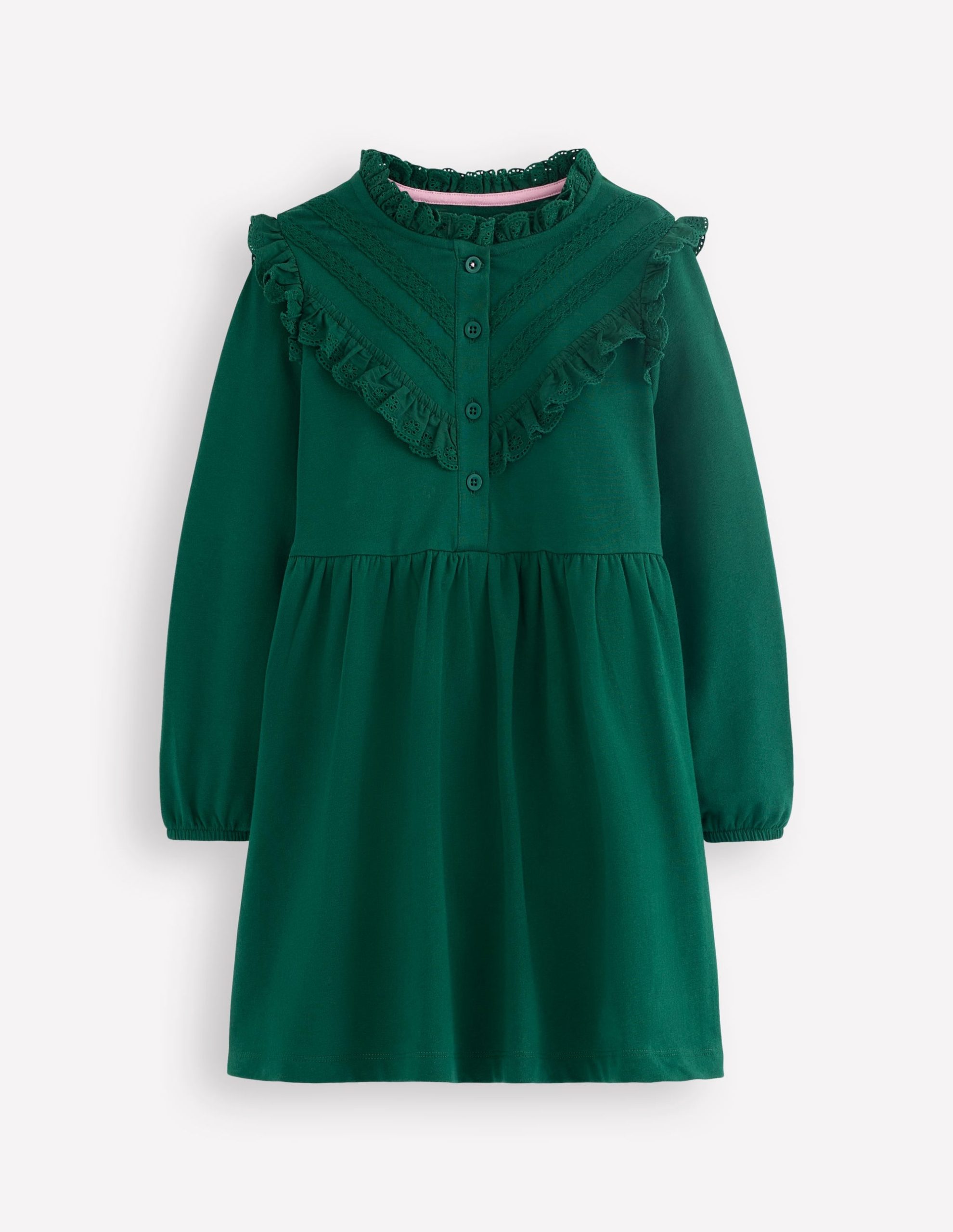 Lace Trim Sweatshirt Dress-Emerald Night - Image 5