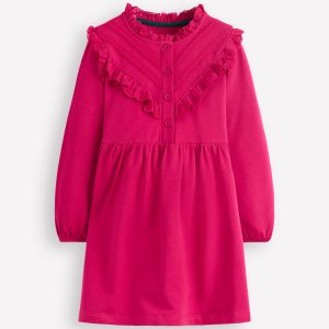 Lace Trim Sweatshirt Dress-Cherry Jam