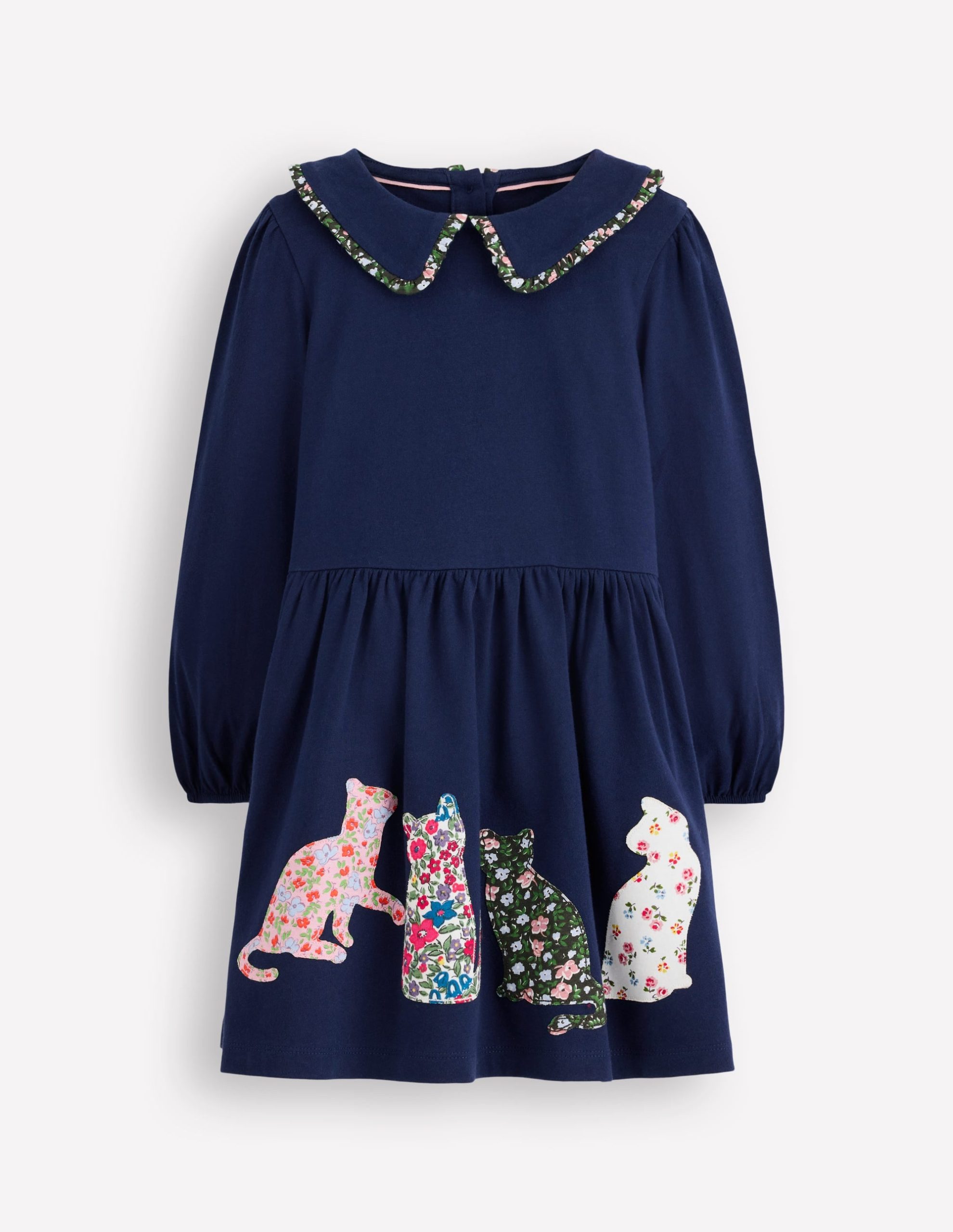 Pretty Appliqu?? Jersey Dress-College Navy Cats