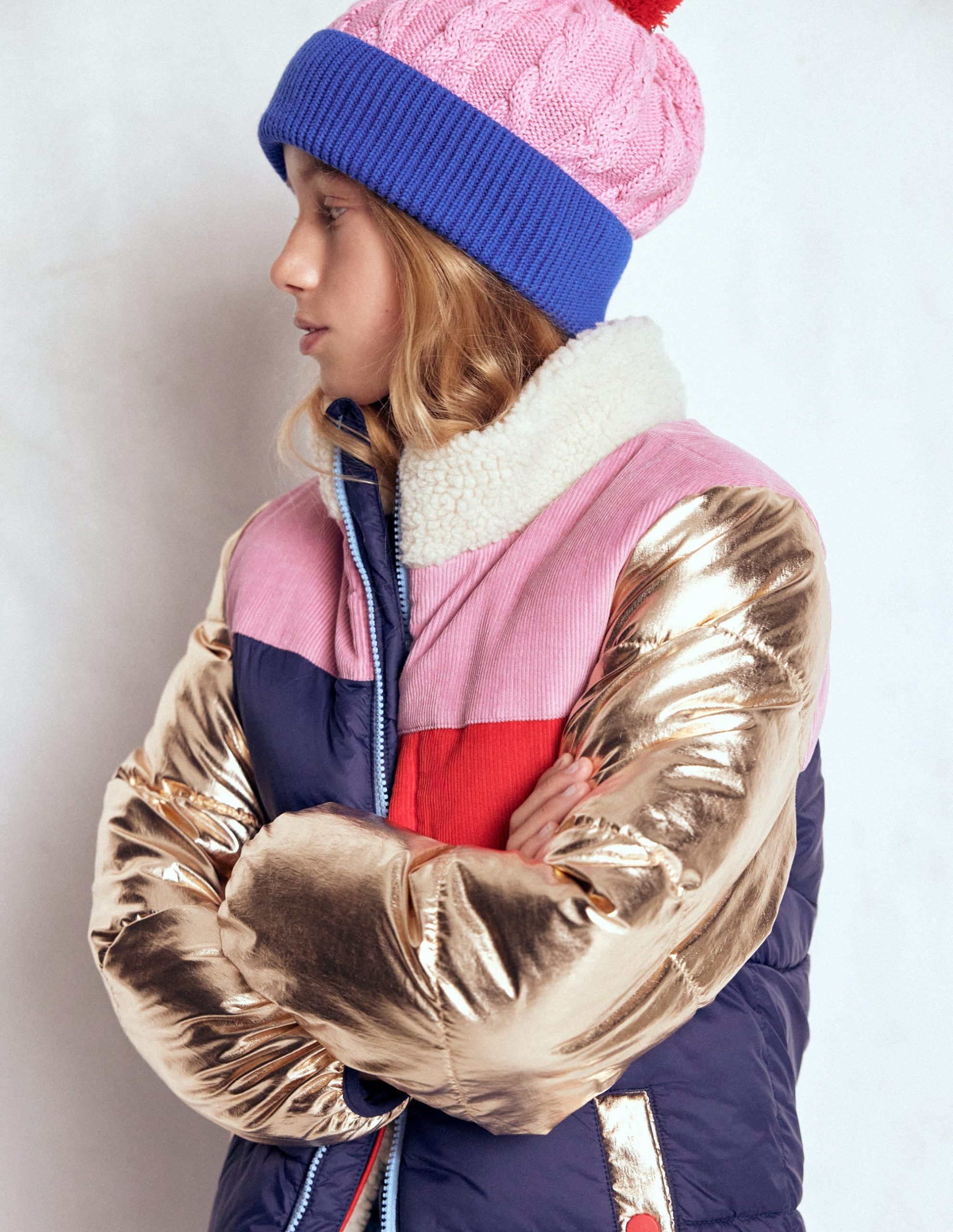 Cosy Puffer Jacket-Metallic Colourblock - Image 3