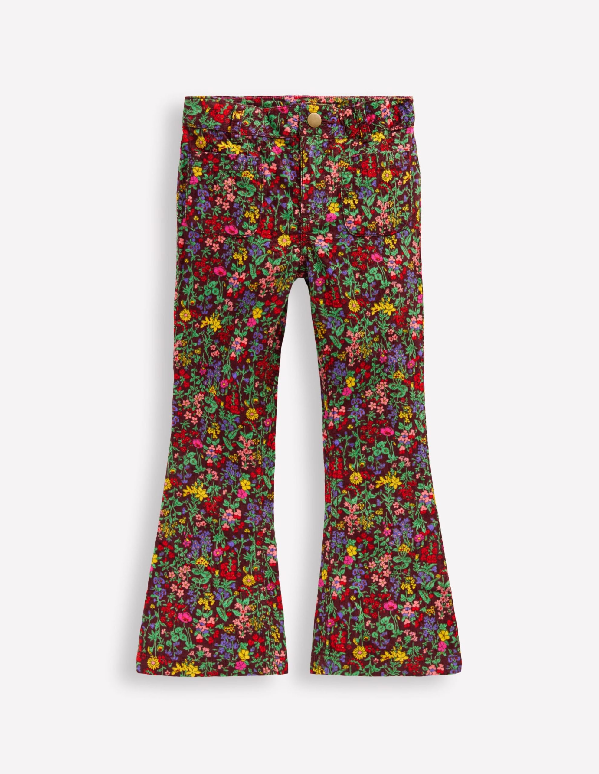 Printed Kick Flare Trousers-Chestnut Flower Meadow