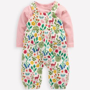 Jersey Overalls Set-Ivory Woodland Walk