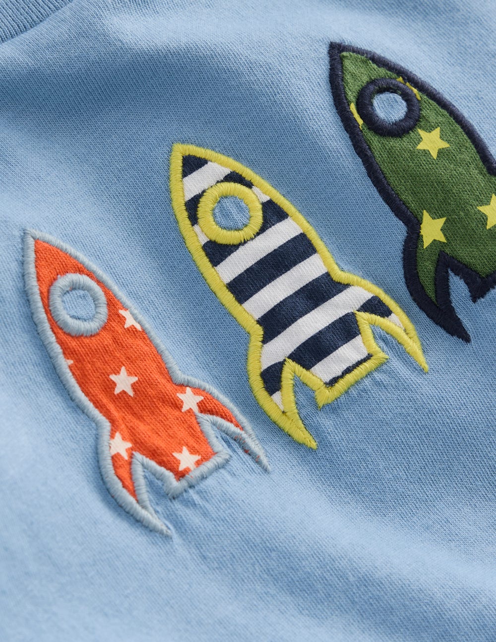 Long Sleeve Applique T-Shirt-Blue Rockets - Image 3
