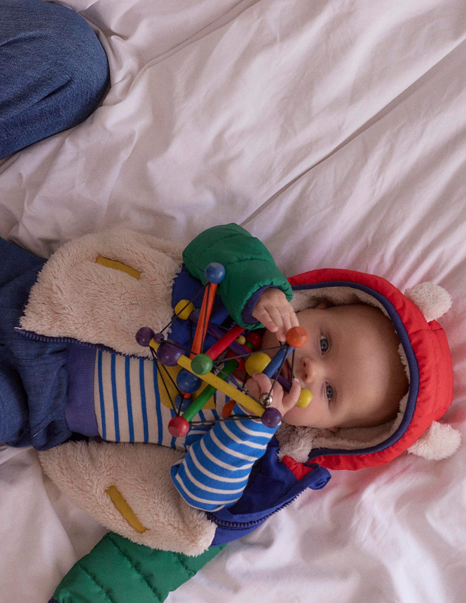 Mixed Borg Jacket-Multi Colour Block