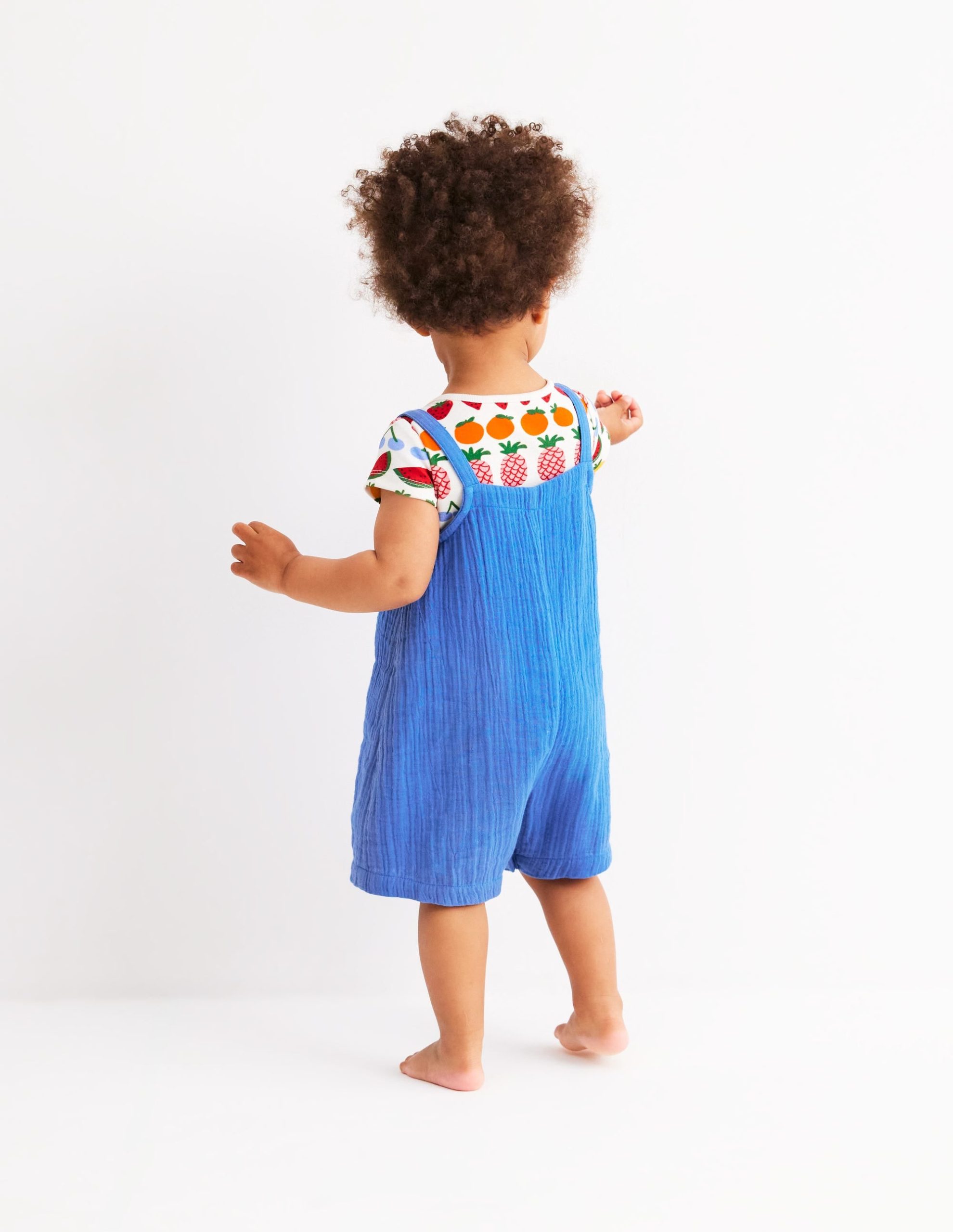 Double Cloth Overalls Set-Peacock Plume Blue Fruit - Image 4