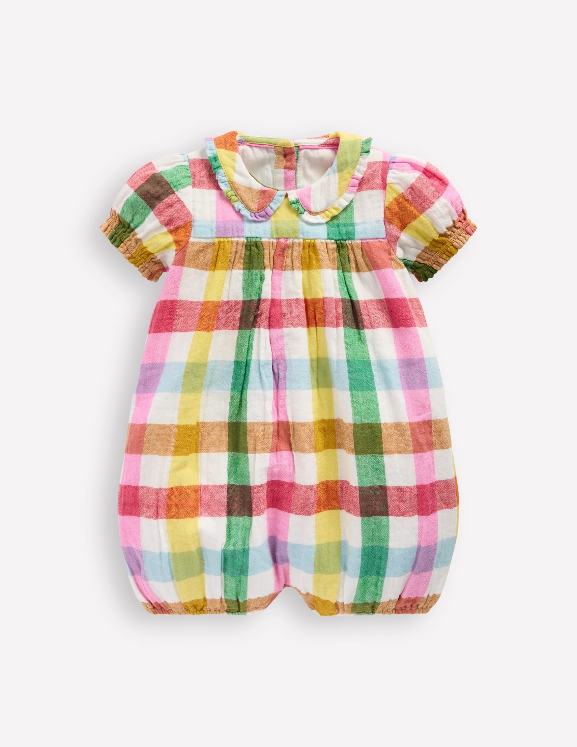 Double Cloth Romper-Multi Check