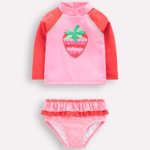 Frilly Rash Vest Set-Bubblegum Pink Strawberry