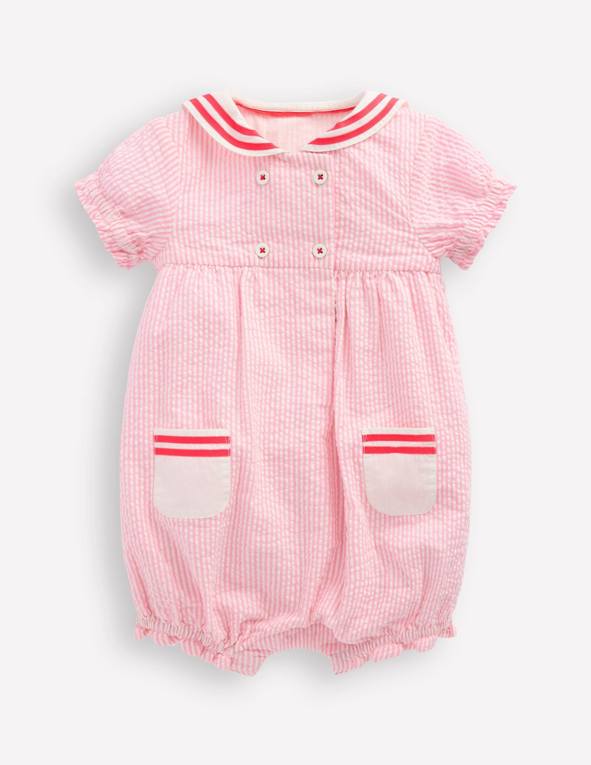 Heritage Nautical Romper-Pink Ticking Stripe - Image 3