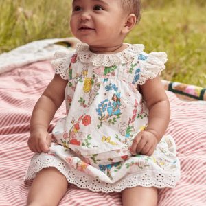 Broderie Ruffle Dress-Coconut Milk Fairies