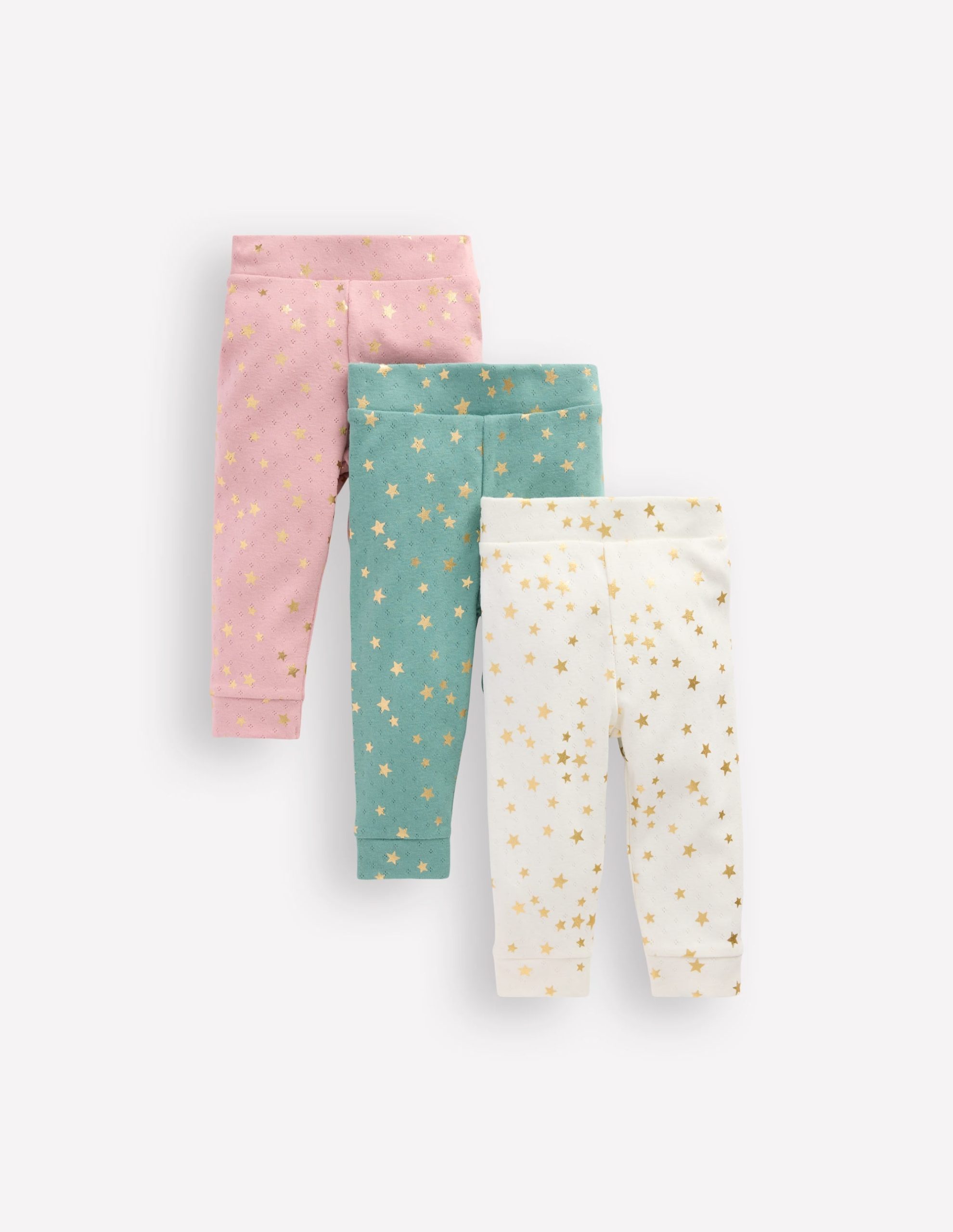3 Pack Pointelle Leggings-Multi Foil Stars