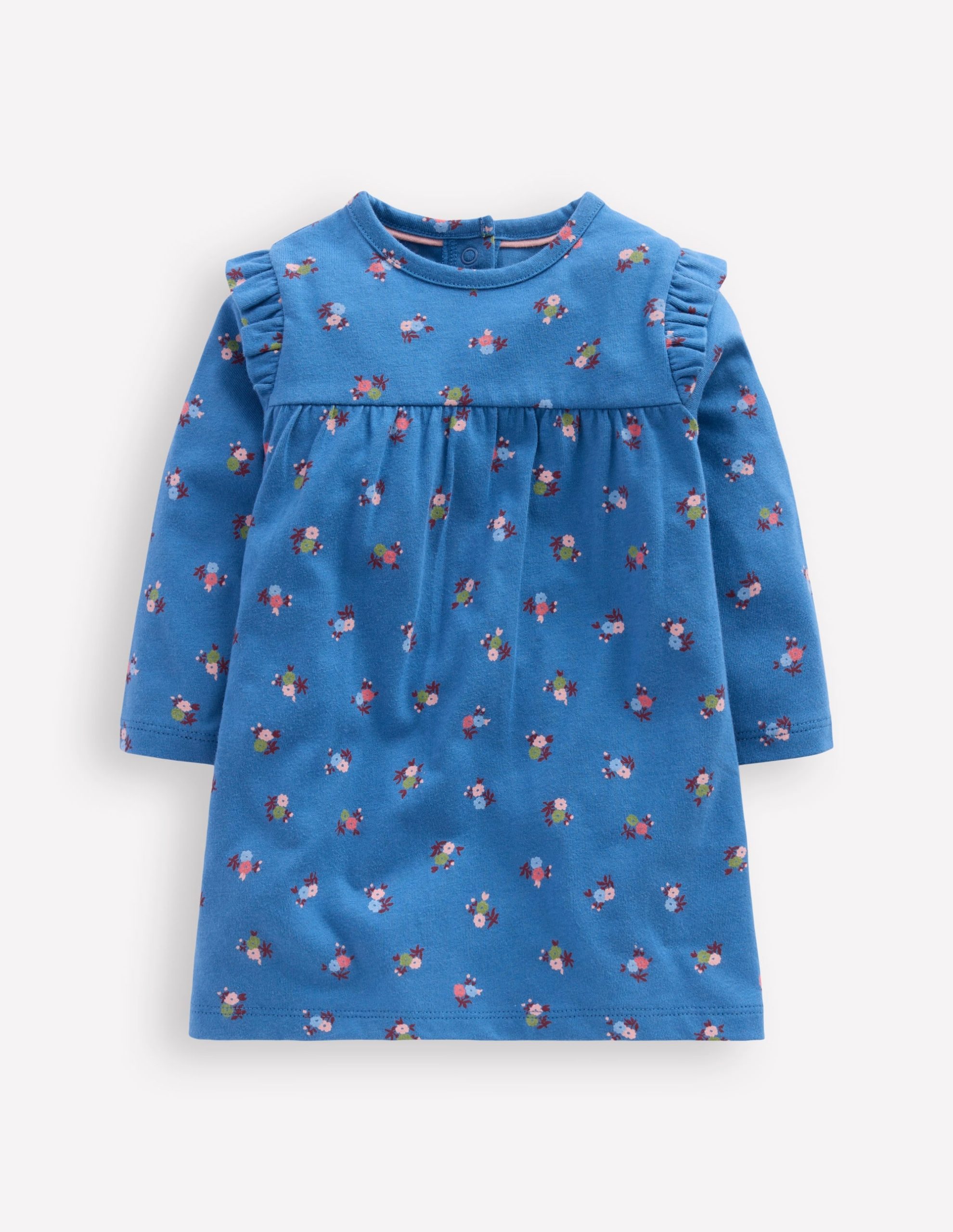 Printed Jersey Dress-Blue Floral