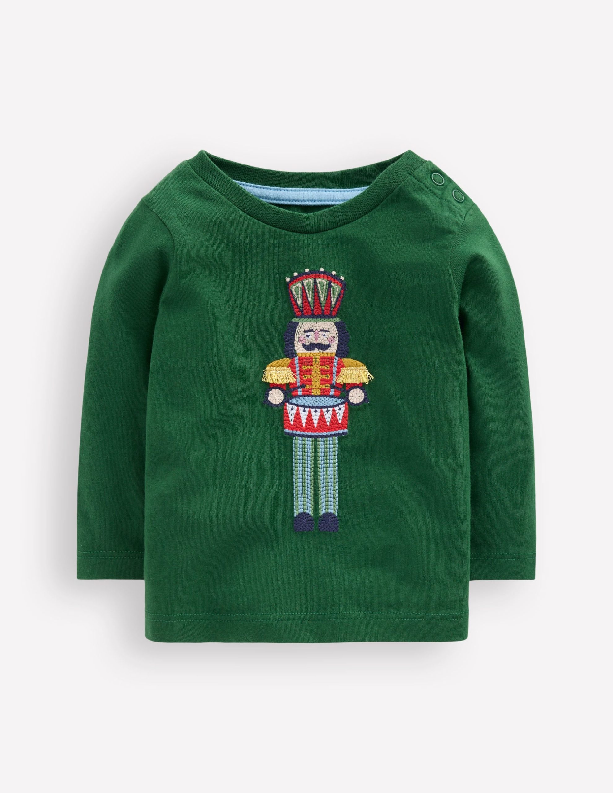 Long Sleeve Applique T-Shirt-Pine Green Nutcracker