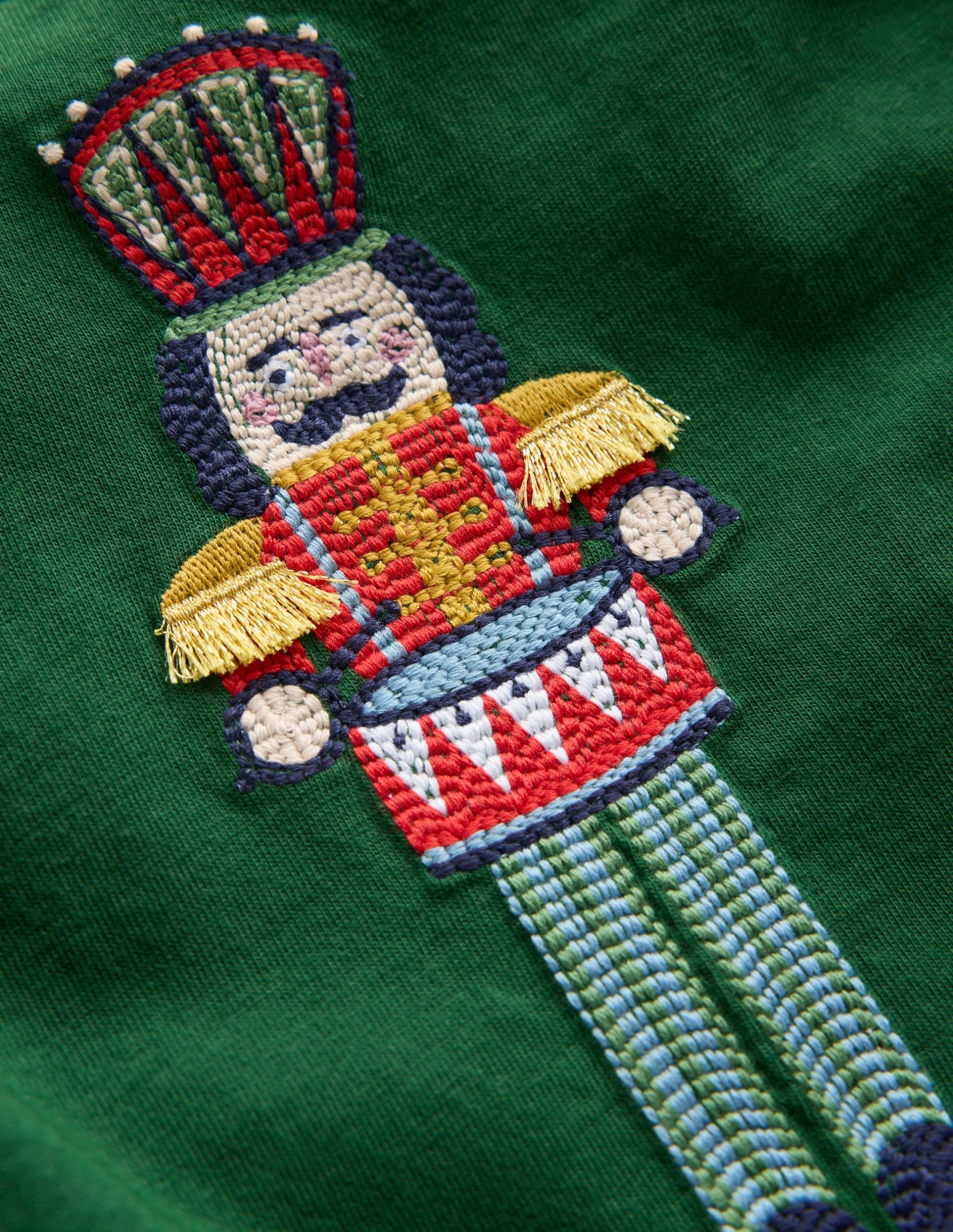 Long Sleeve Applique T-Shirt-Pine Green Nutcracker - Image 3