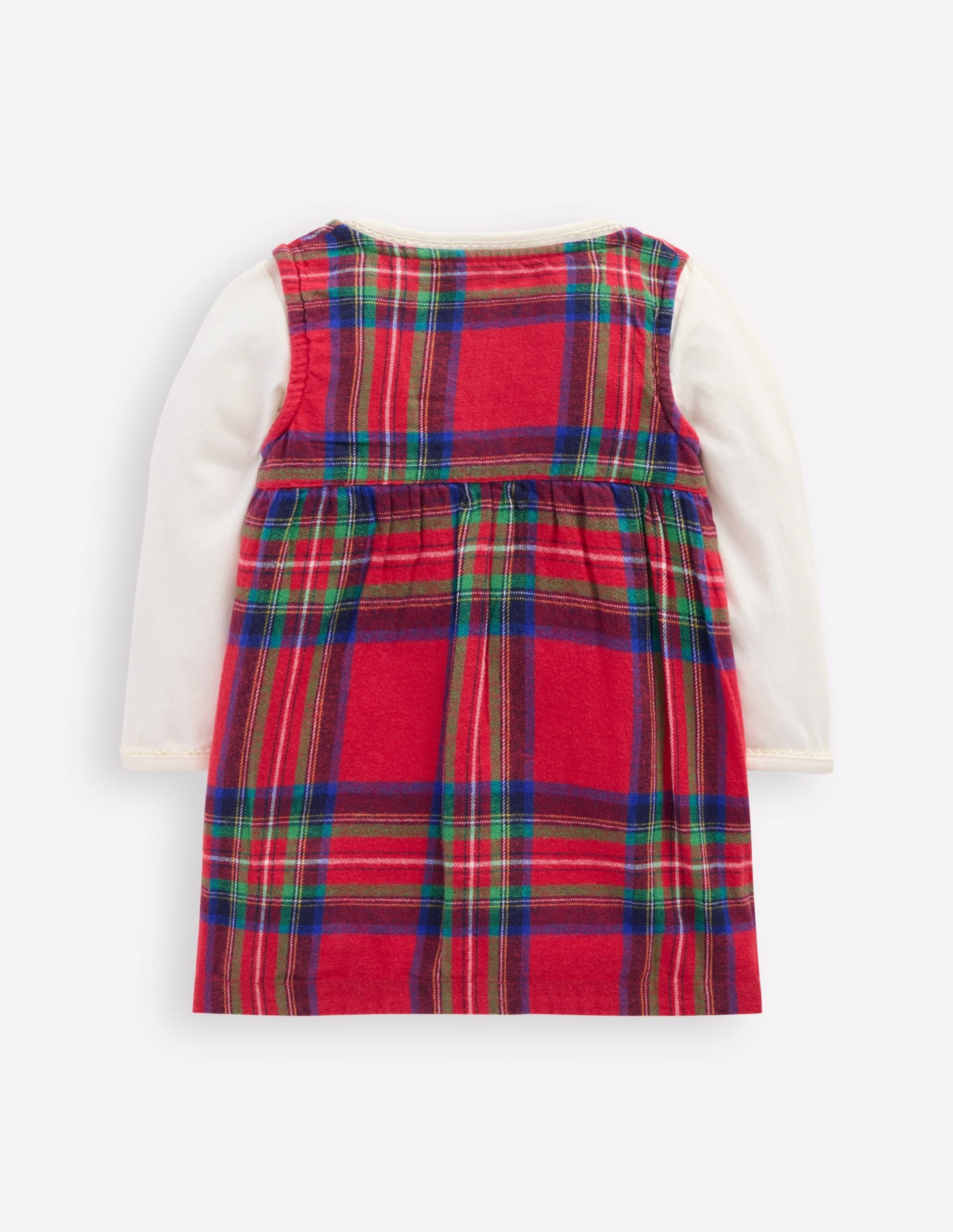 Woven Pinny Dress Set-Red Check - Image 3