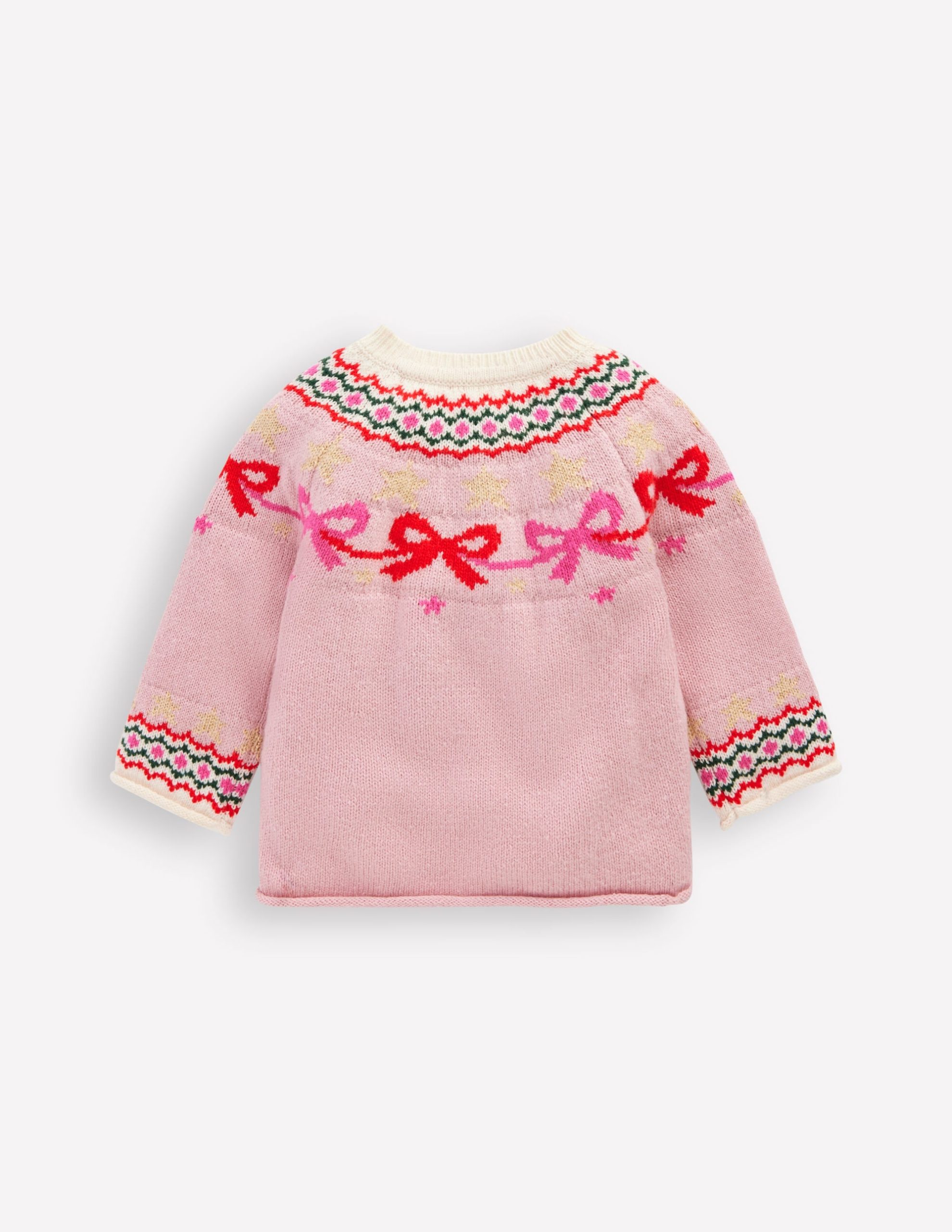 Edie Fair Isle Cardigan-Vintage Pink Bows - Image 2