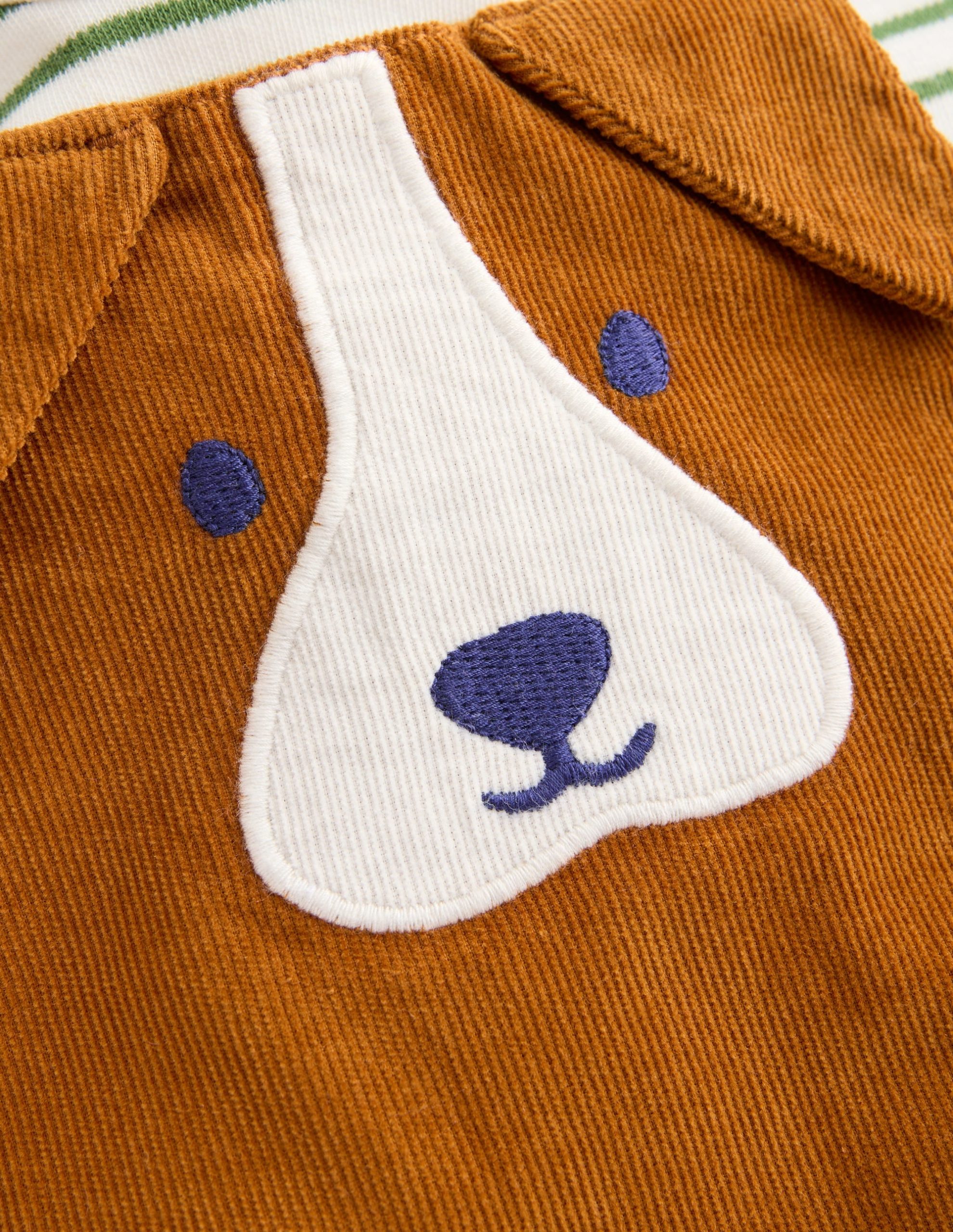 Novelty Cord Dungaree Set-Brown Dog - Image 3