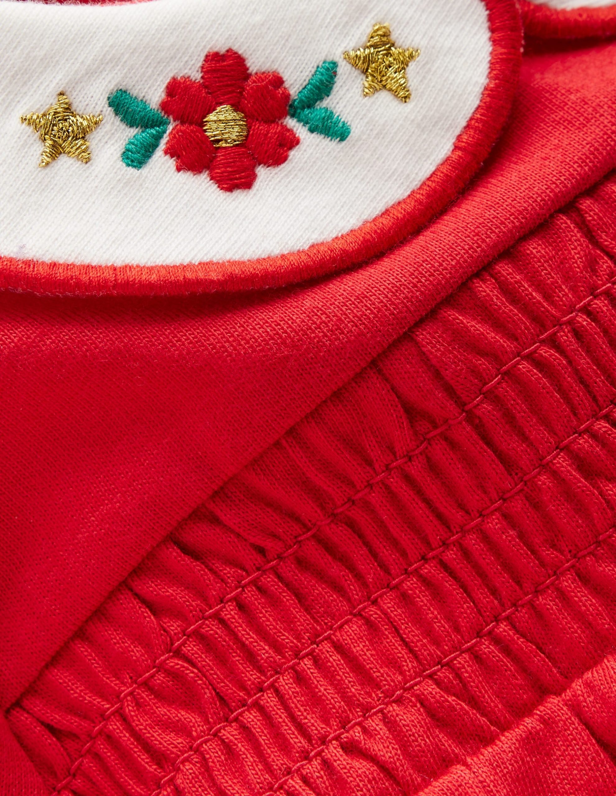 Embroidered Collar Jersey Top-Rockabilly Red - Image 3