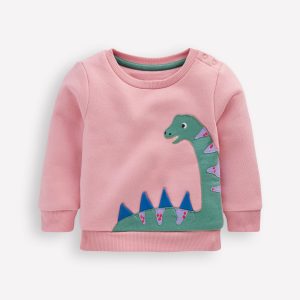 Girls Novelty Sweatshirt-Vintage Pink Dino