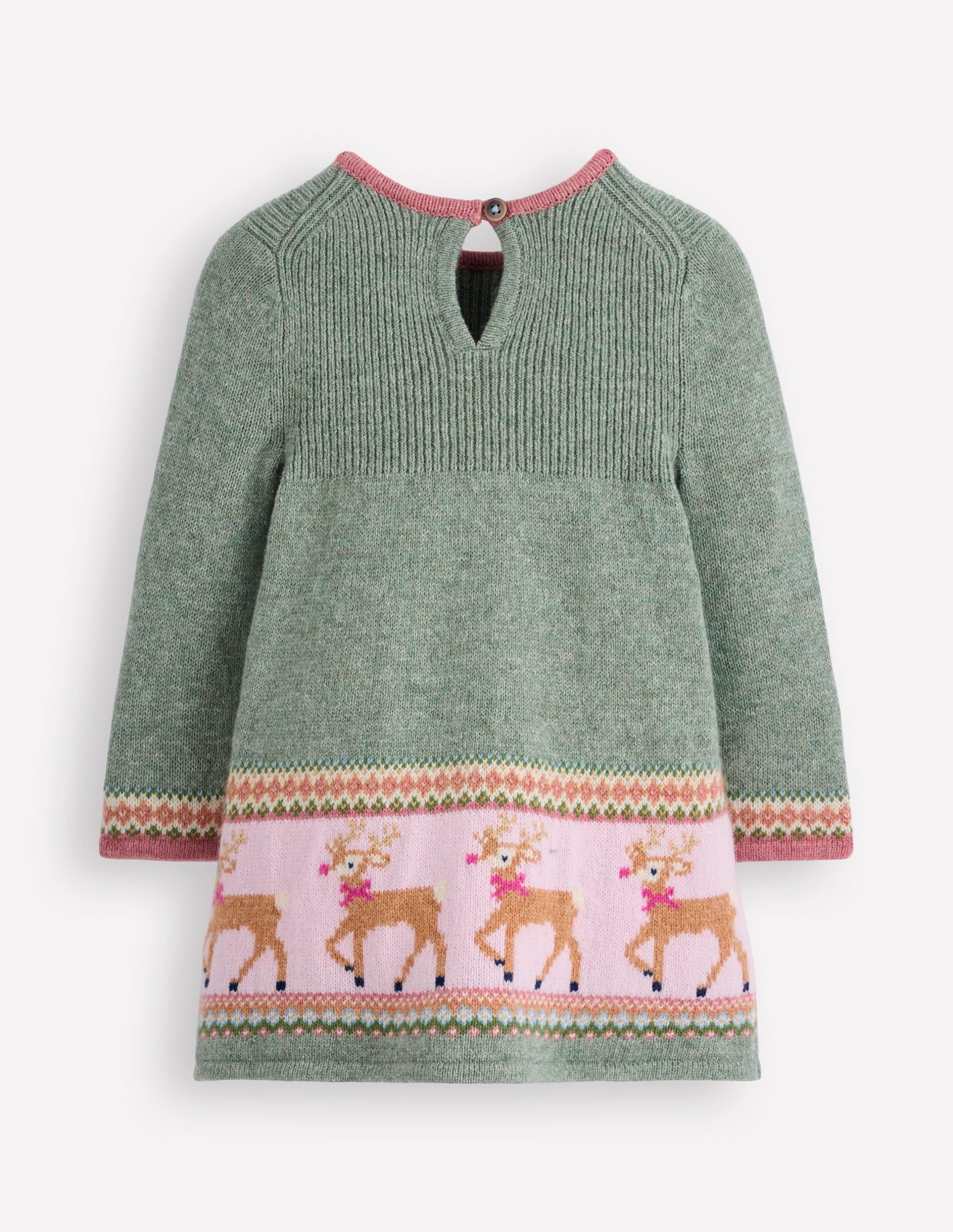 Fair Isle Knitted Dress-Eucalyptus Reindeer Fair Isle - Image 2