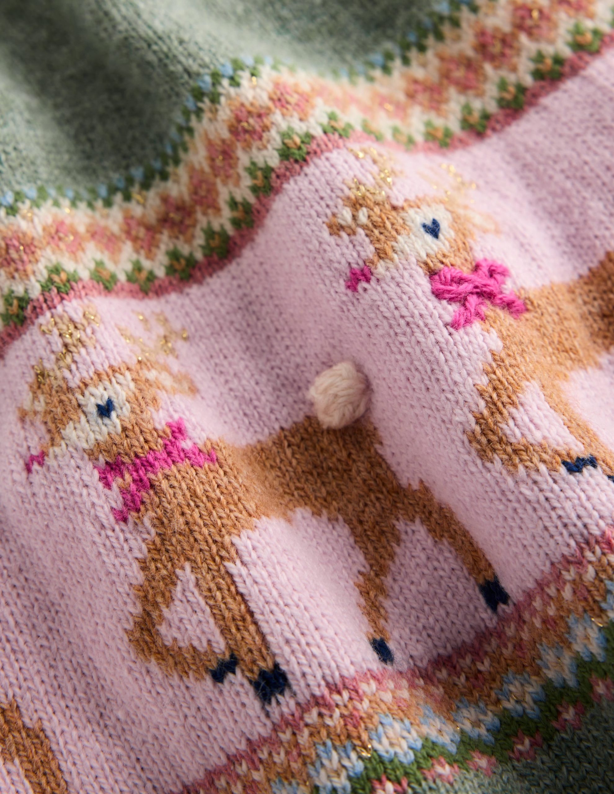 Fair Isle Knitted Dress-Eucalyptus Reindeer Fair Isle - Image 3