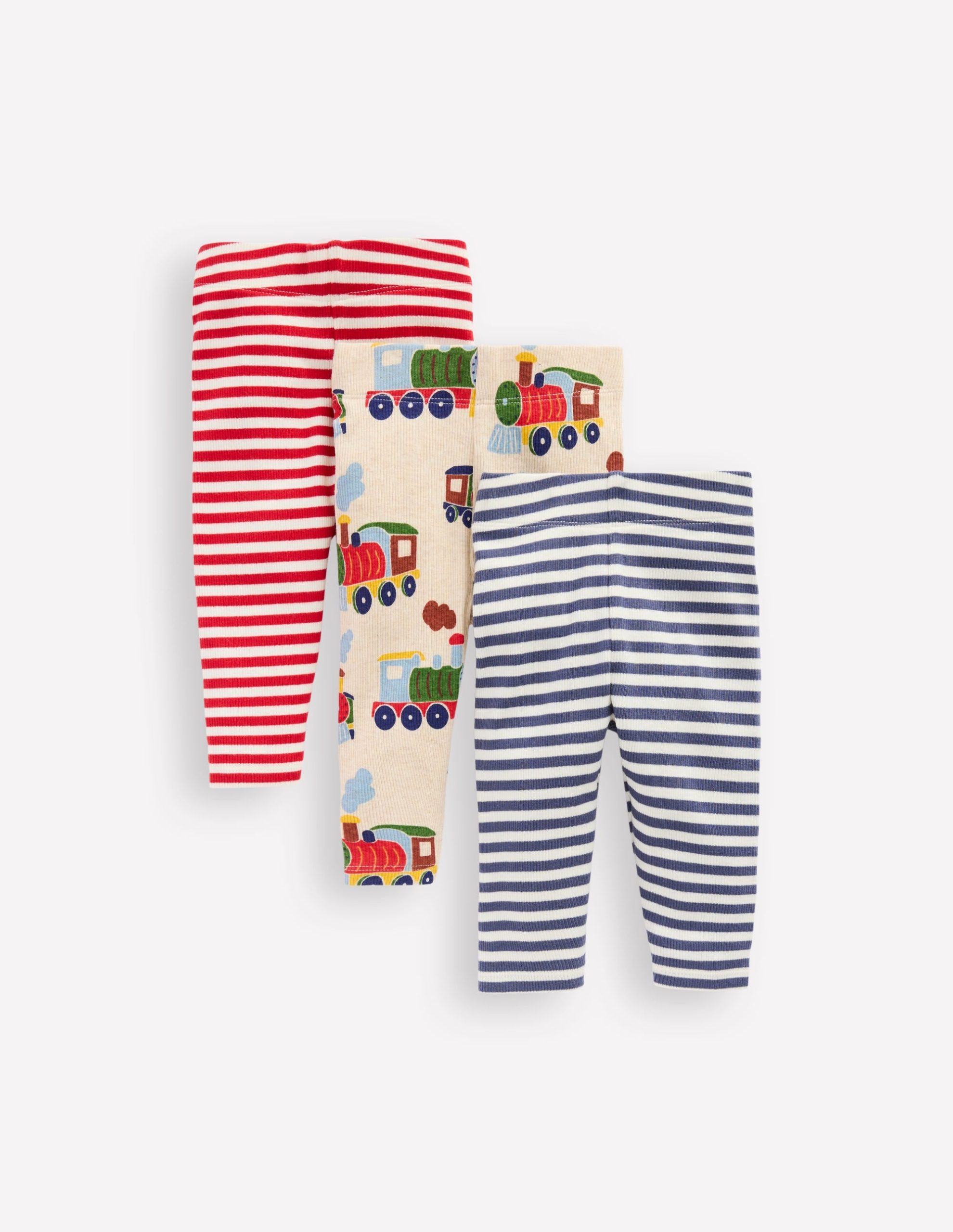 3-pack Rib Leggings-Oatmeal Marl Trains - Image 3