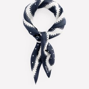 Silk Square Scarf-Navy
