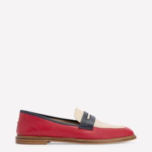 Nya Penny Loafers-Pillarbox Red/Navy