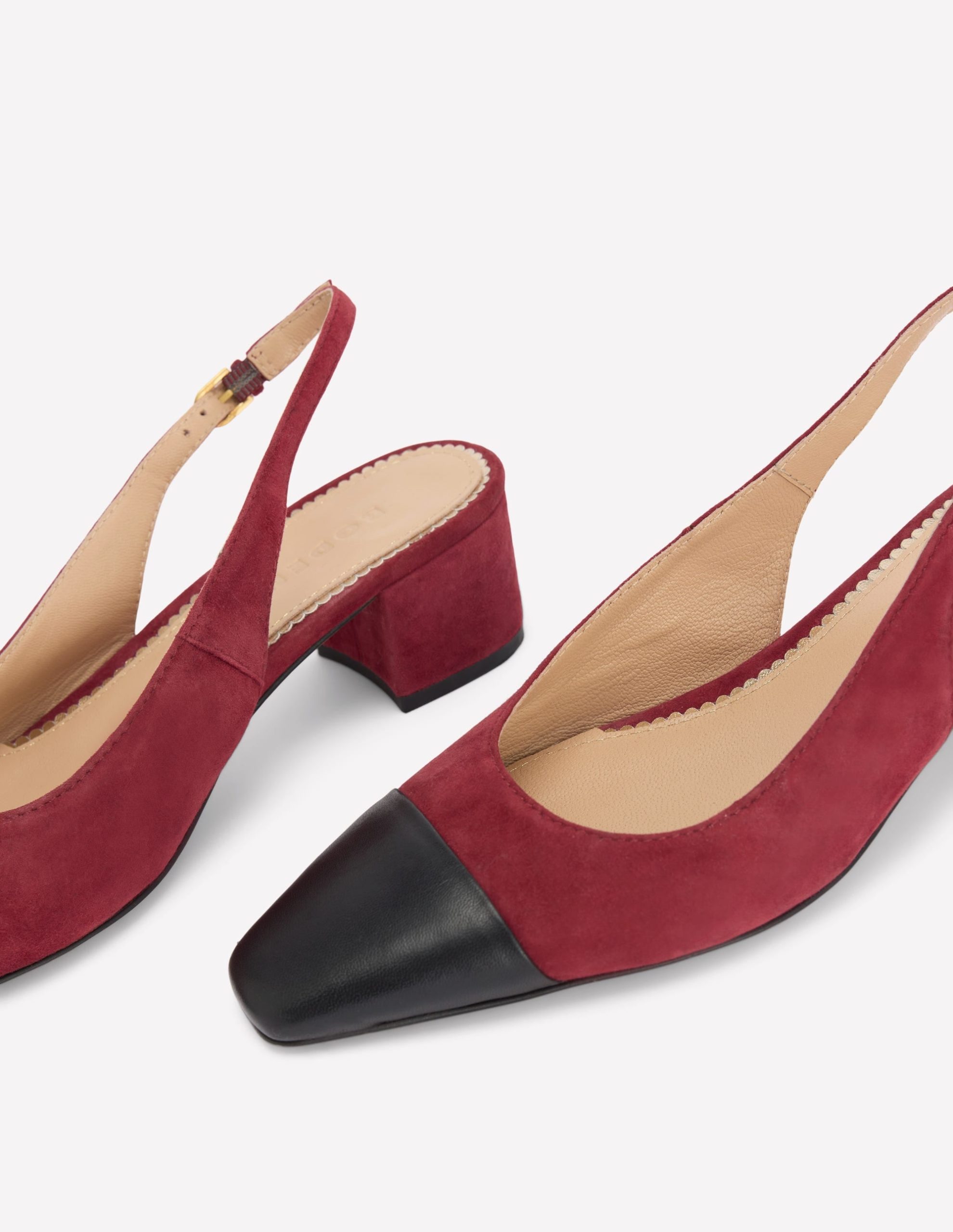 Ailsa Block Heel Slingbacks-Oxblood - Image 4