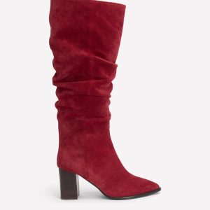 Vera Block Heel Point Boots-Red