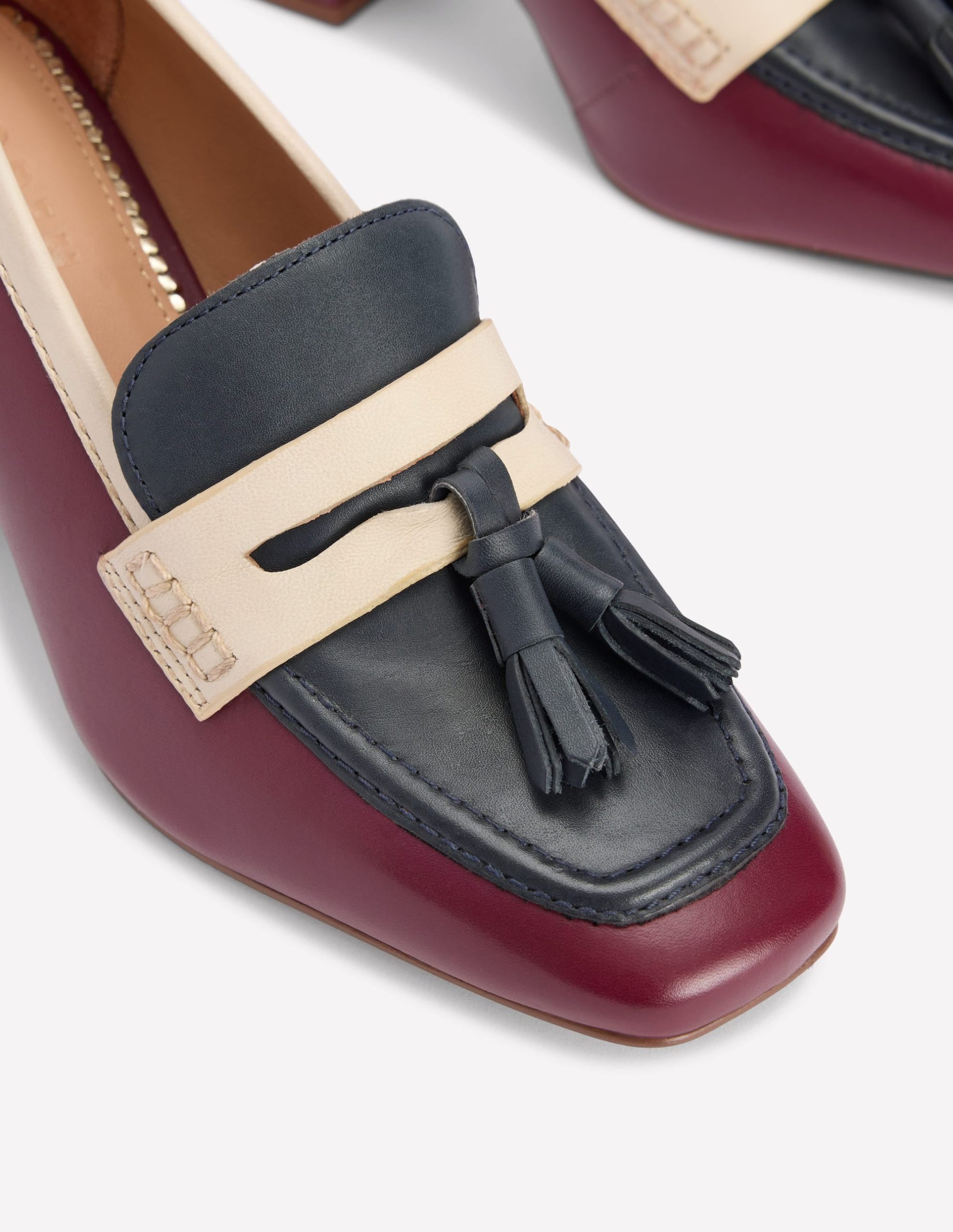 Sol Block Heeled Penny Loafers-Oxblood - Image 4